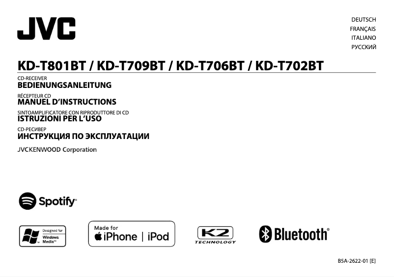 Página 1 del manual Manual de usuario JVC KD-T702BT