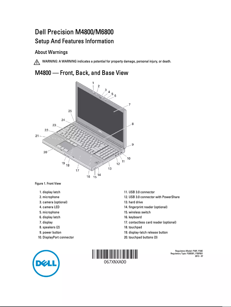 Página 1 del manual Guía de instalación Dell Precision M6800