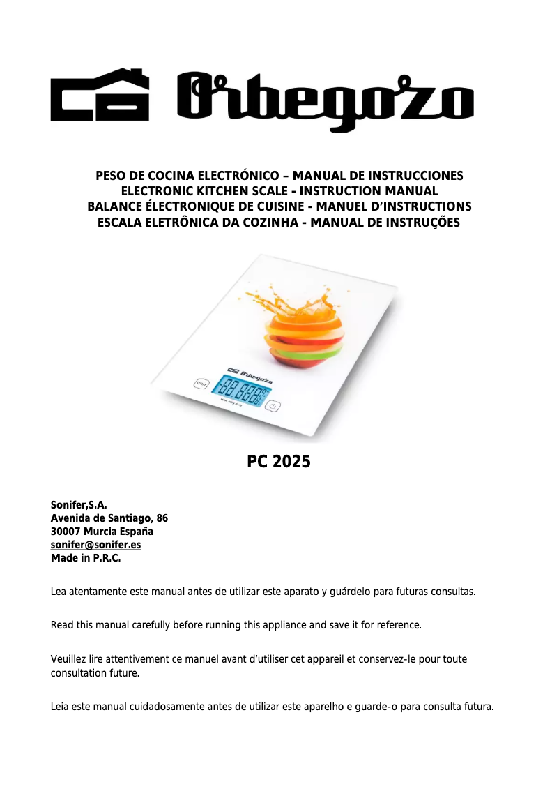 Imagen de la primera página del manual del dispositivo PC 2025