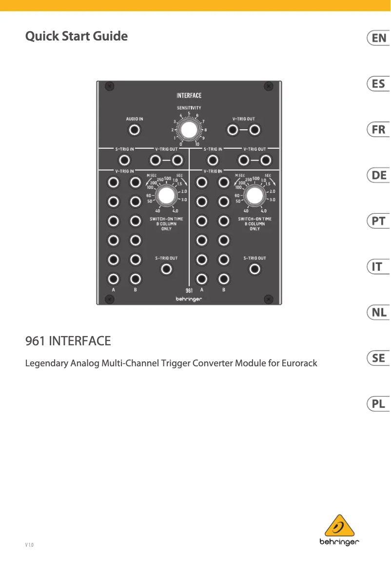 Página 1 del manual Manual de usuario Behringer 961 Interface