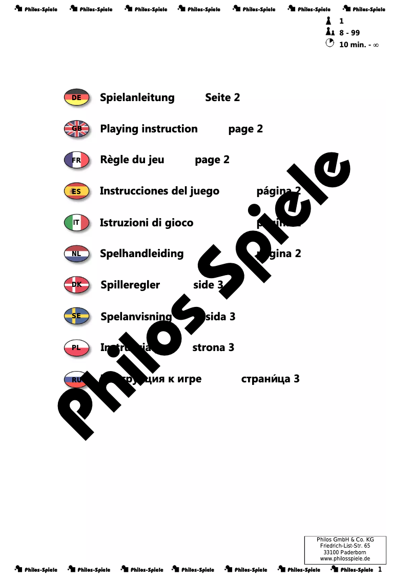 Página 1 del manual Manual de usuario Philos Solitaire groß