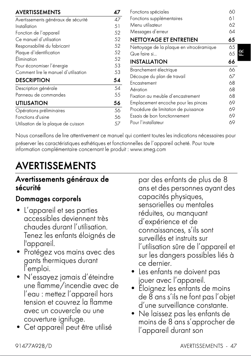 Página 1 del manual Manual de usuario Smeg SIM3644MWH