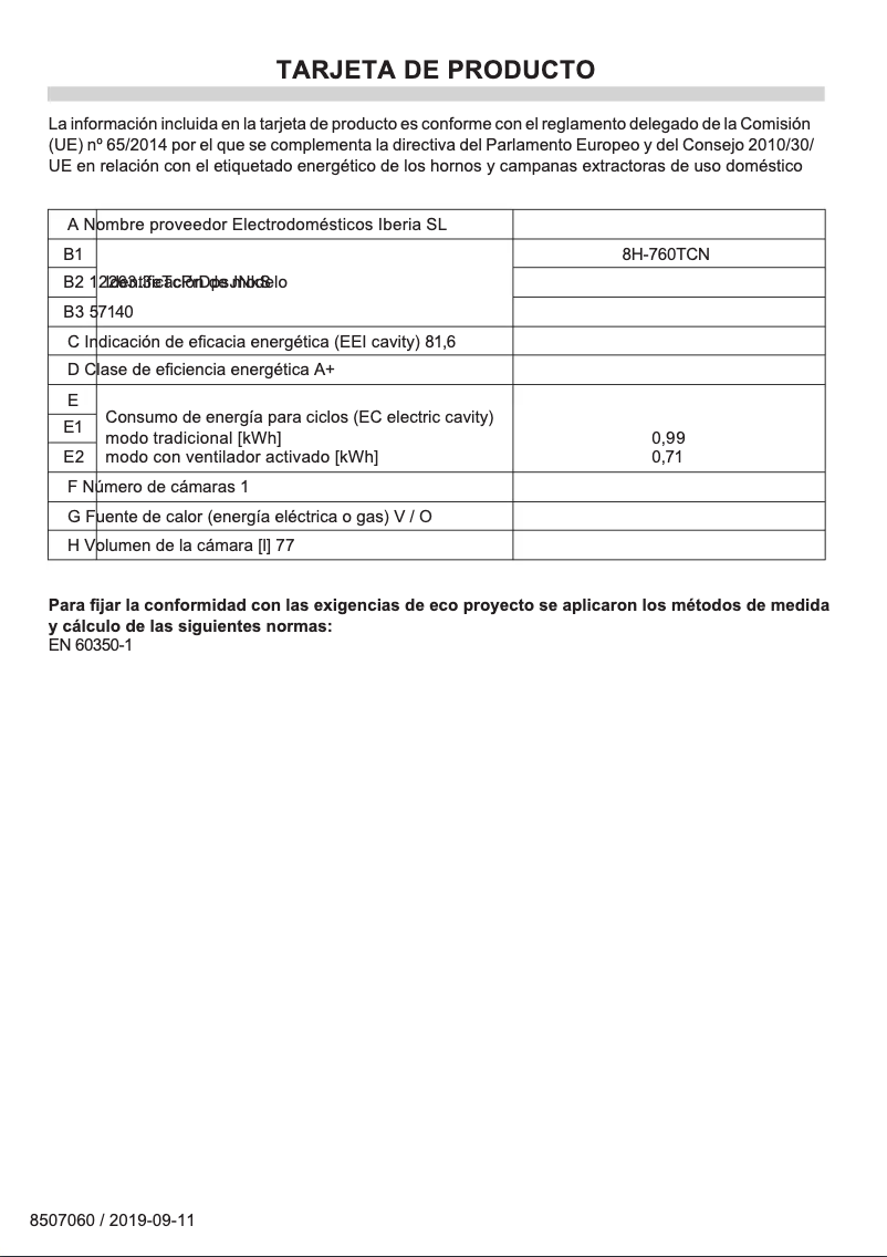 Imagen de la primera página del manual del dispositivo 8H-760TCN
