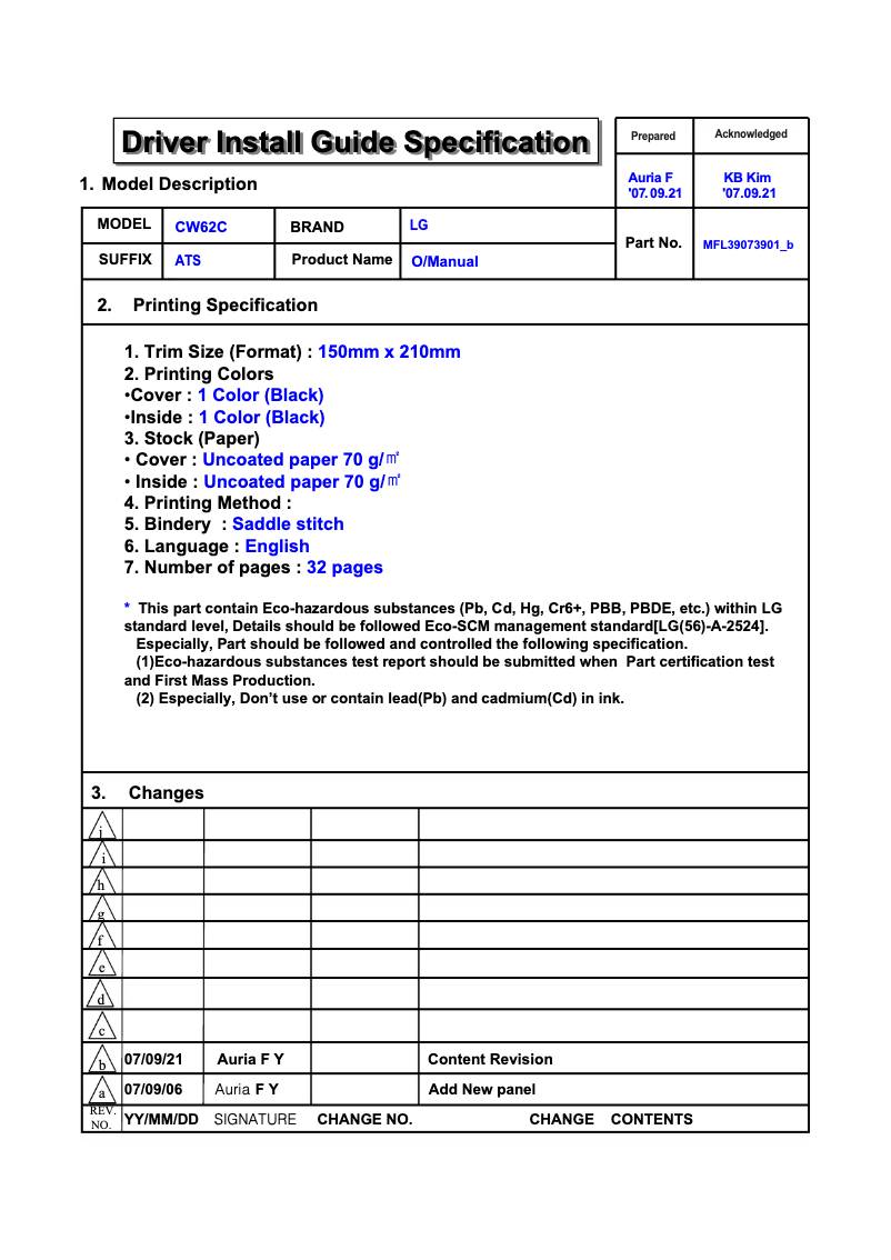 Imagen de la primera página del manual del dispositivo 29FU1RLX
