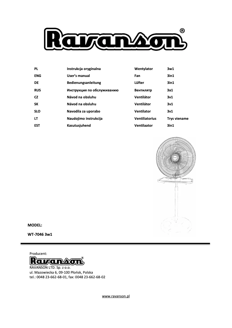 Imagen de la primera página del manual del dispositivo WT-7046
