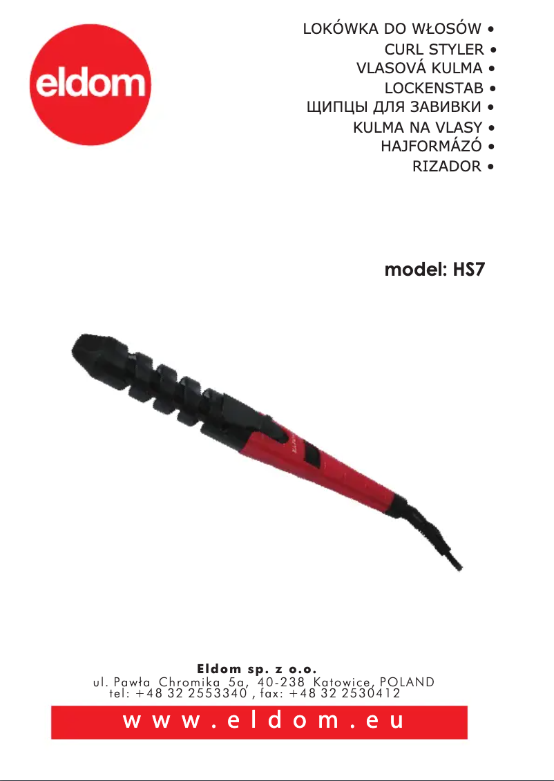 Página 1 del manual Manual de usuario Eldom Currly HS7