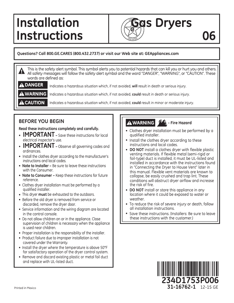 Imagen de la primera página del manual del dispositivo GTD86GSPJMC