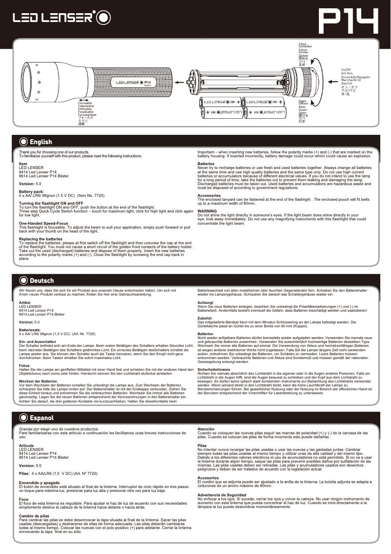 Imagen de la primera página del manual del dispositivo P14