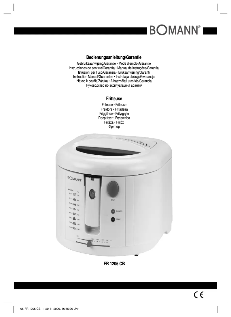 Imagen de la primera página del manual del dispositivo FR 1205 CB