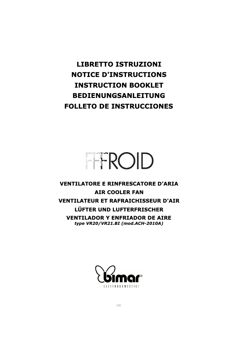 Página 1 del manual Manual de usuario Bimar VR21.BI