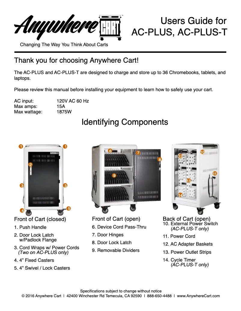 Página nº 1 - Manual de usuario Anywhere Cart AC-PLUS