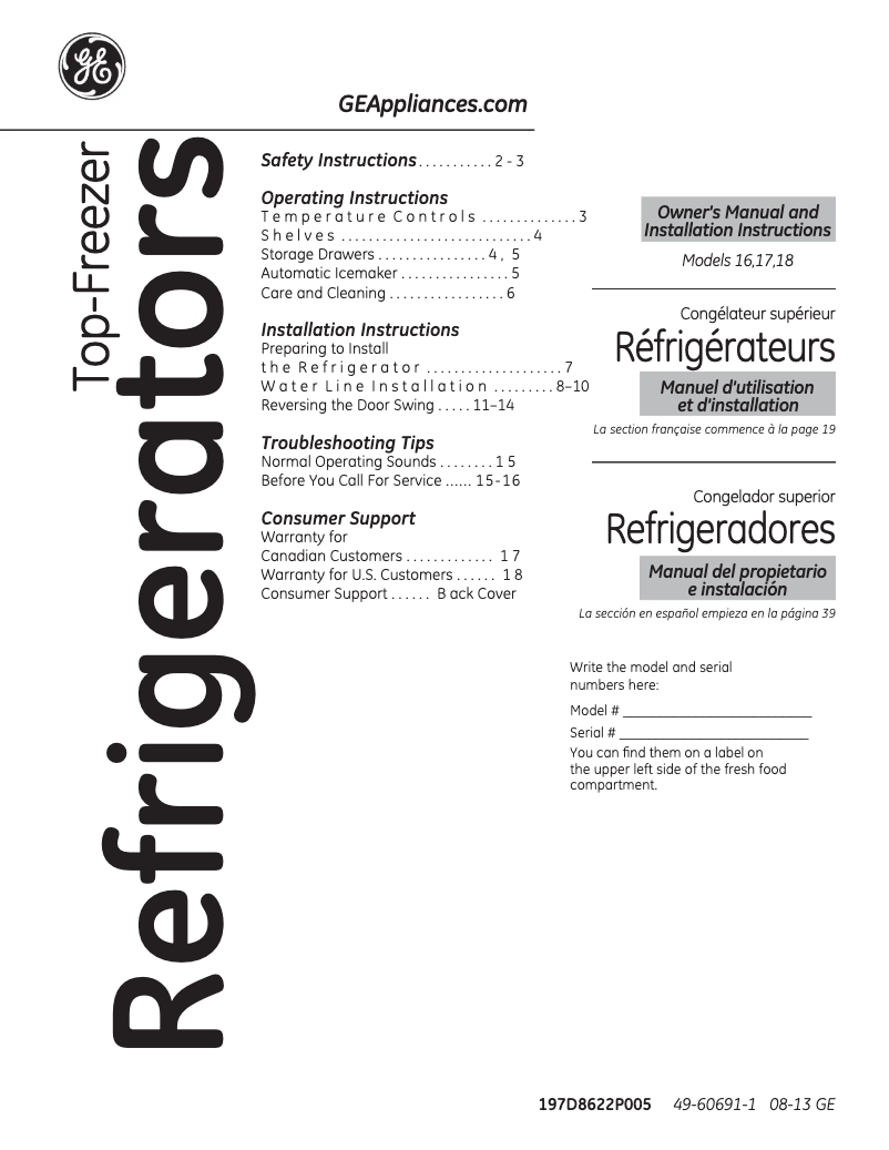 Imagen de la primera página del manual del dispositivo GTH17DBDCC