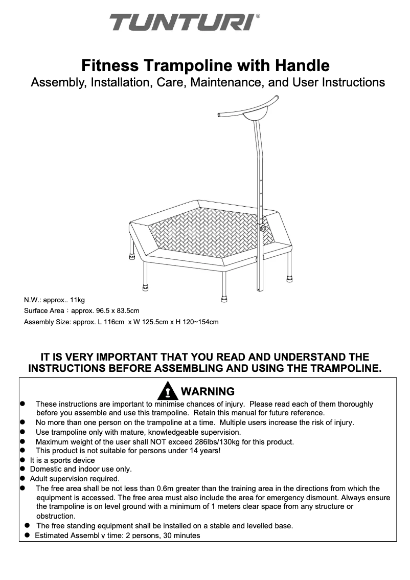 Imagen de la primera página del manual del dispositivo Fitness Trampoline