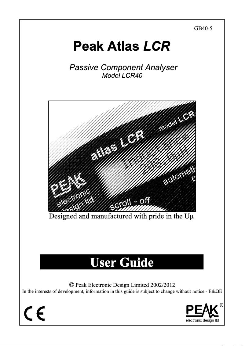 Página 1 del manual Manual de usuario Peak LCR40