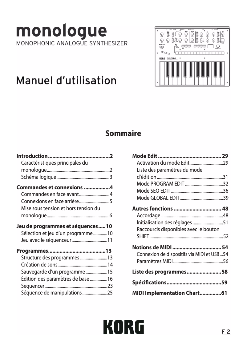Imagen de la primera página del manual del dispositivo Monologue