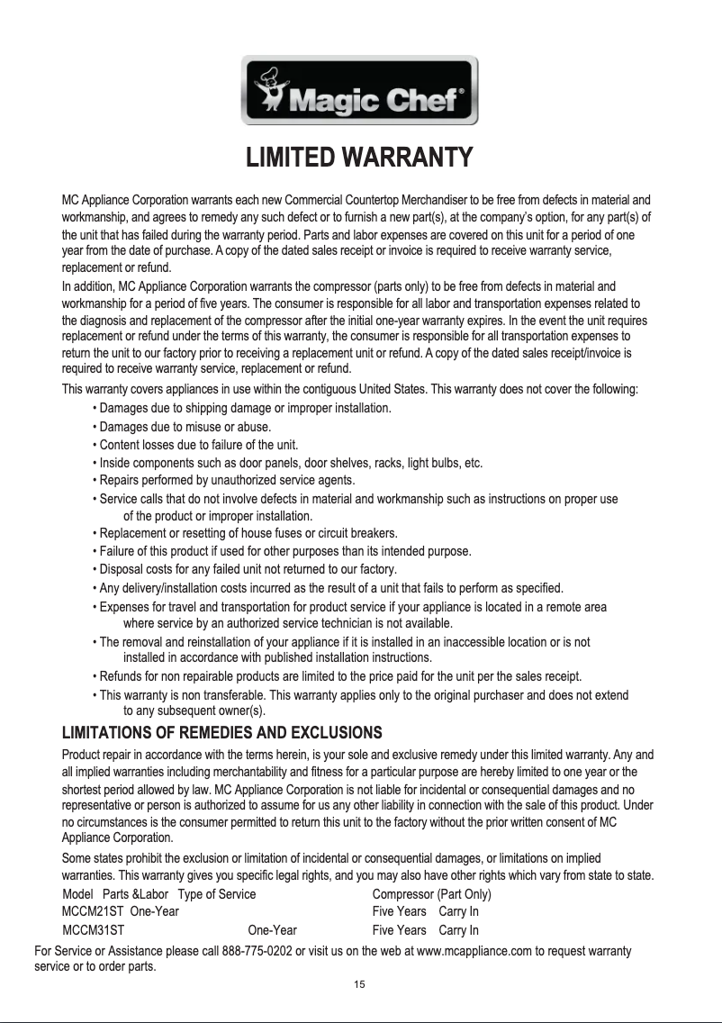 Imagen de la primera página del manual del dispositivo MCCM31ST