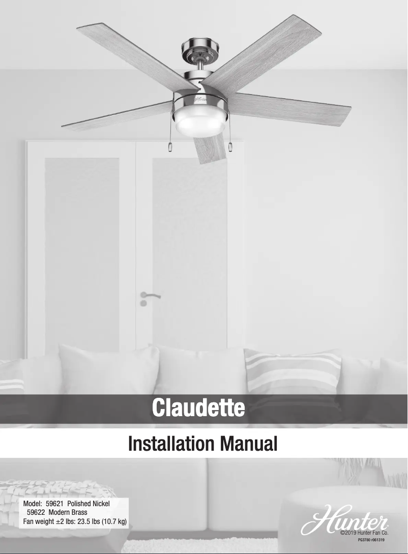 Página nº 1 - Manual de usuario Hunter Claudette 59622