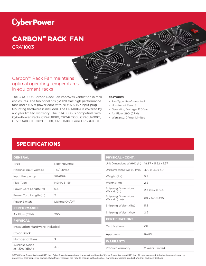 Página nº 1 - Ficha técnica CyberPower CRA11003