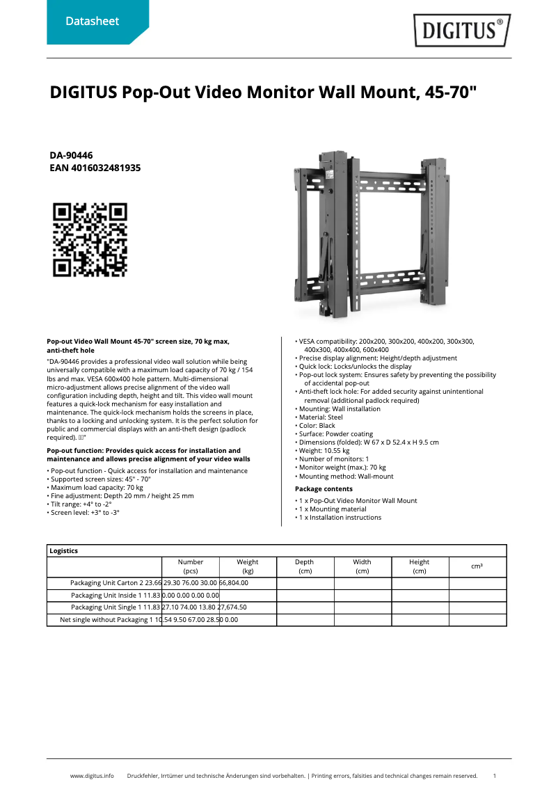 Página 1 del manual Ficha técnica Digitus DA-90446