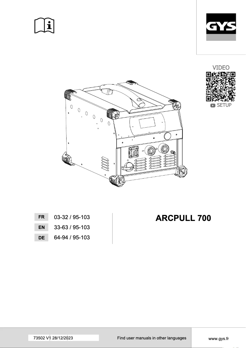 Página 1 del manual Manual de usuario GYS Arcpull 700