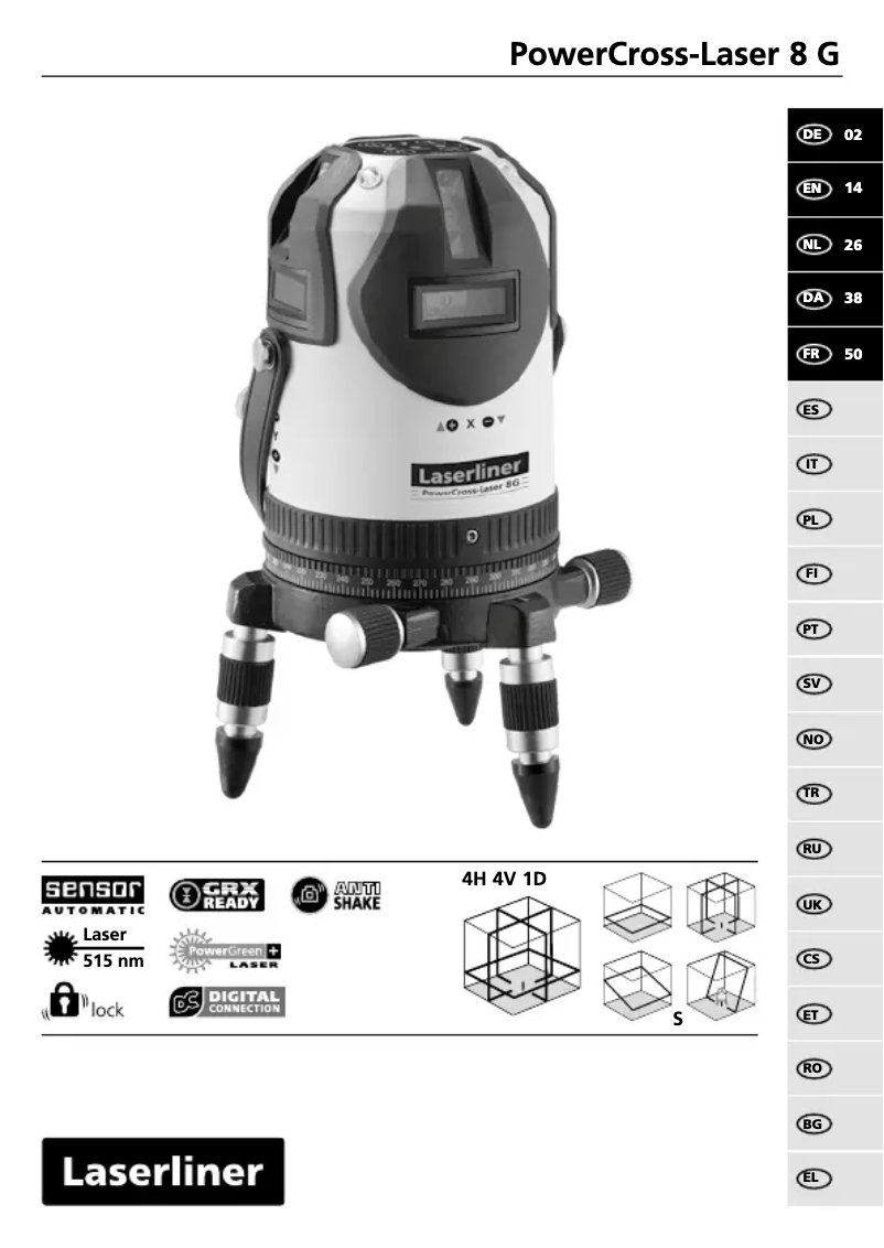 Imagen de la primera página del manual del dispositivo PowerCross-Laser 8G