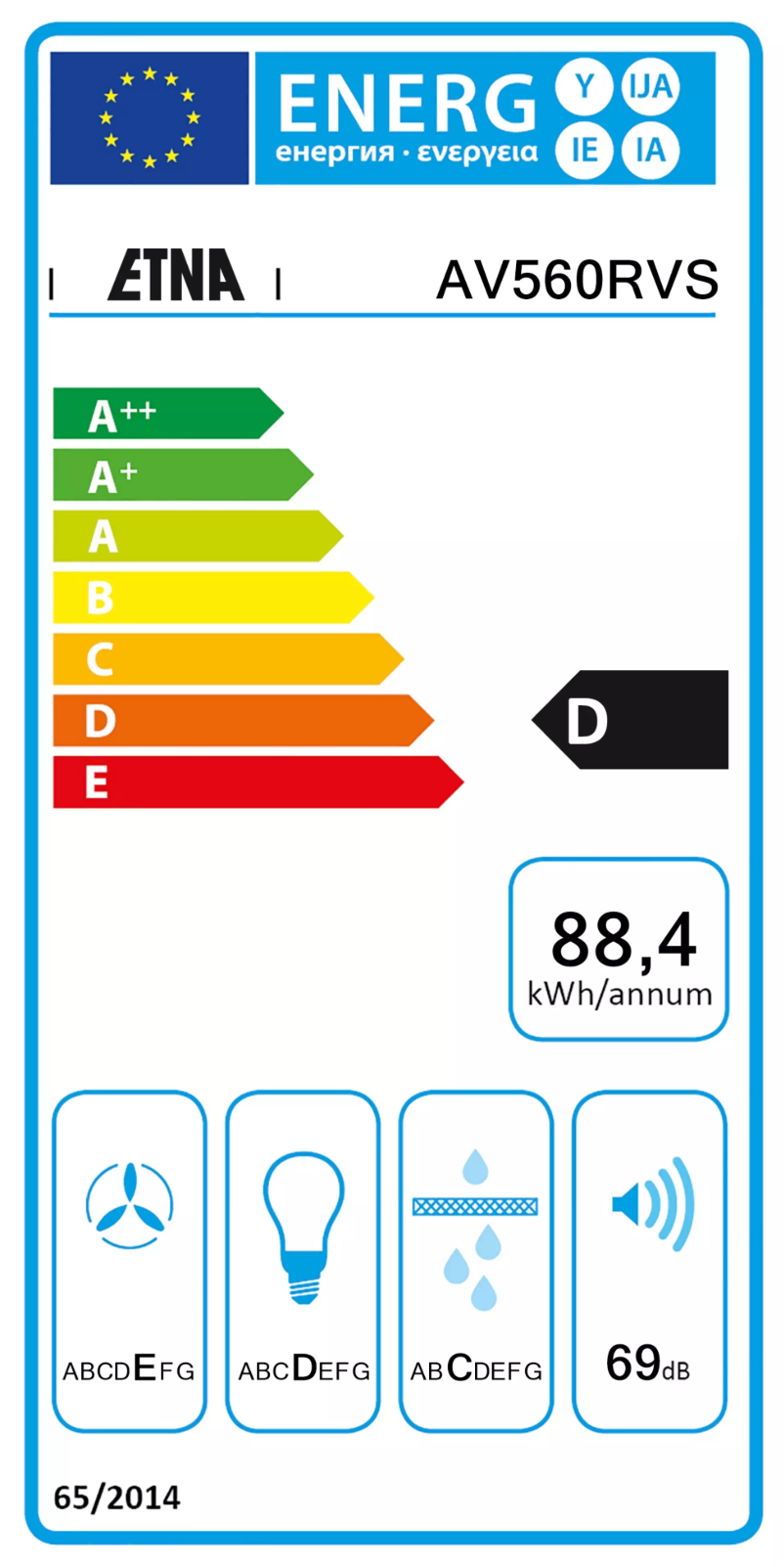 Página 1 del manual Etiqueta energética Etna AV560RVS