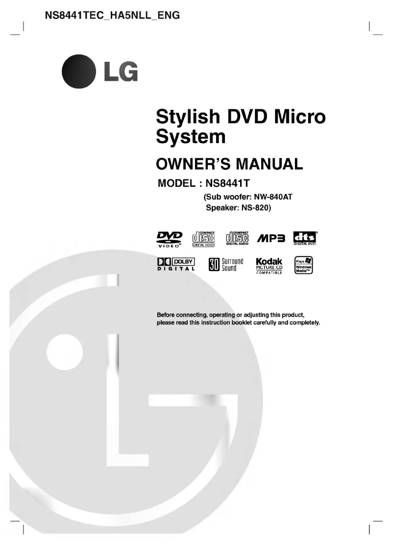 Página nº 1 - Manual de usuario LG NS8441T