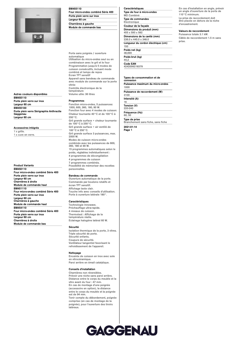 Imagen de la primera página del manual del dispositivo BM455110