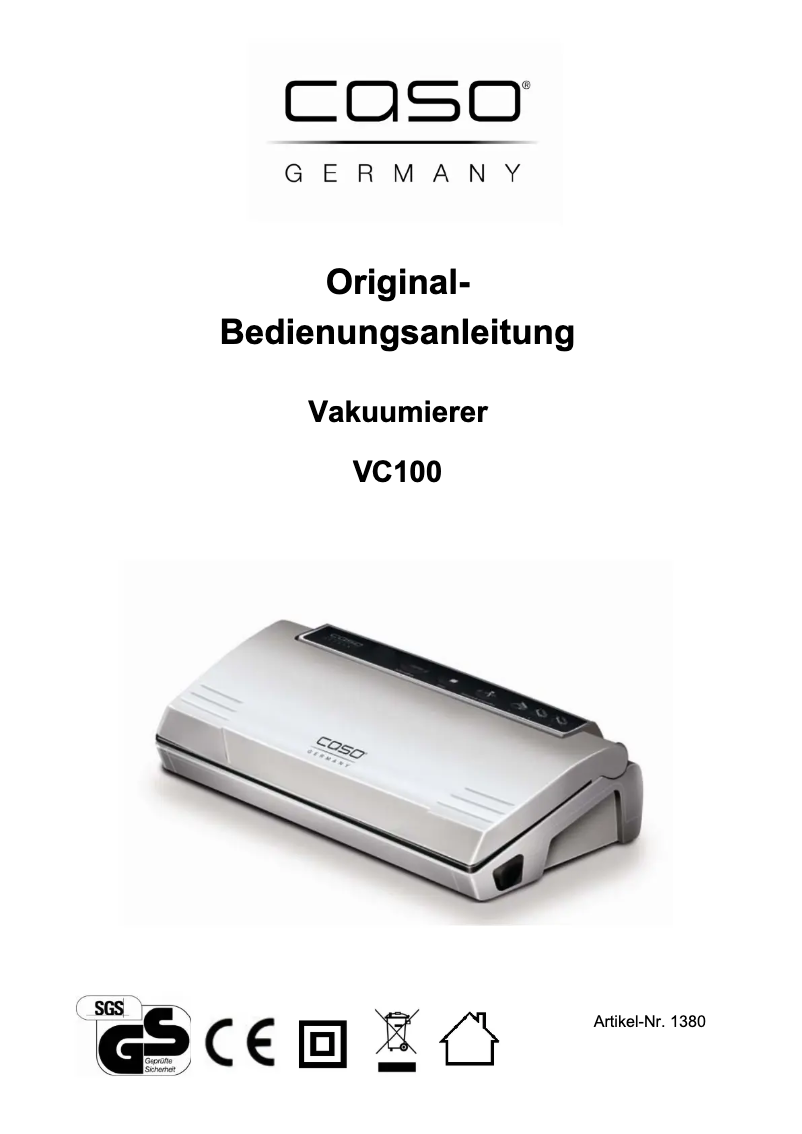 Imagen de la primera página del manual del dispositivo VC100