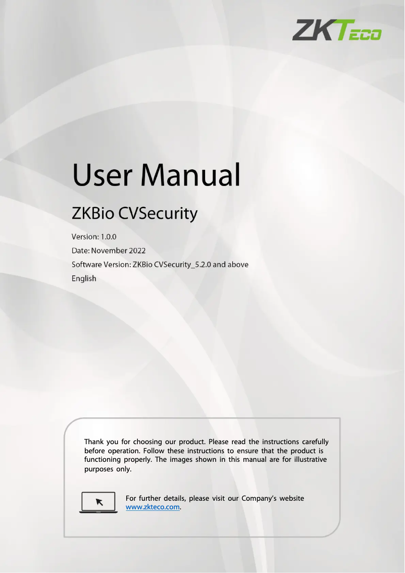 Página nº 1 - Manual de usuario ZKTeco ZKBio CVSecurity