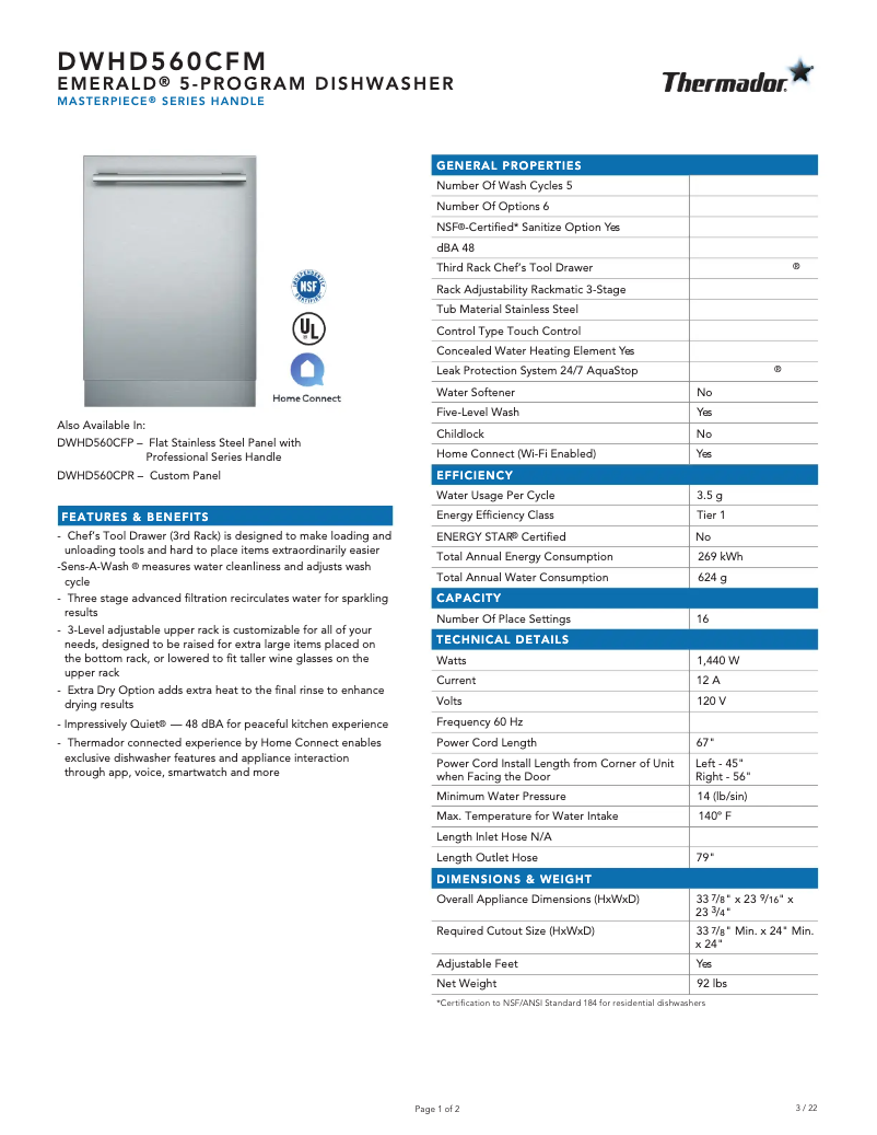 Imagen de la primera página del manual del dispositivo DWHD560CFM