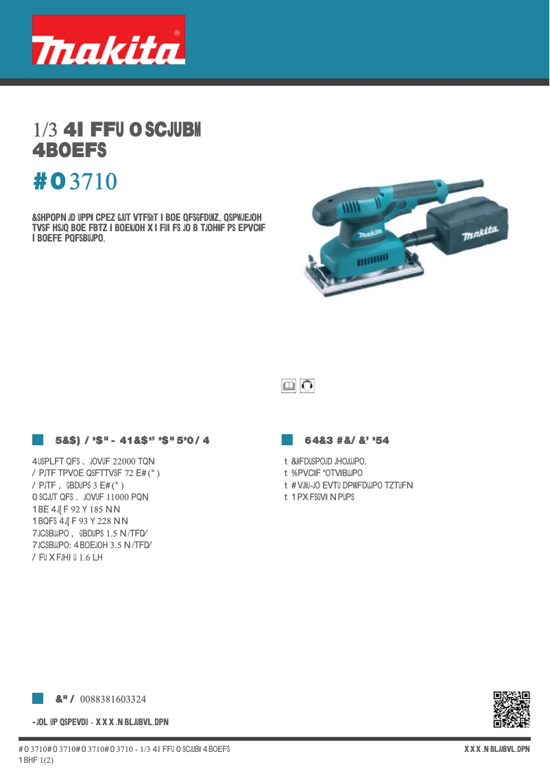 Página 1 del manual Ficha técnica Makita BO3710