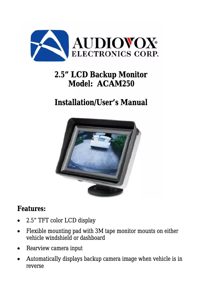 Página 1 del manual Manual de usuario audiovox ACAM250