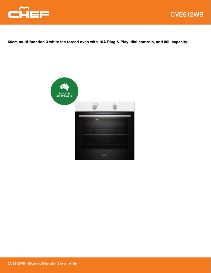 Página 1 del manual Ficha técnica Chef CVE612WB