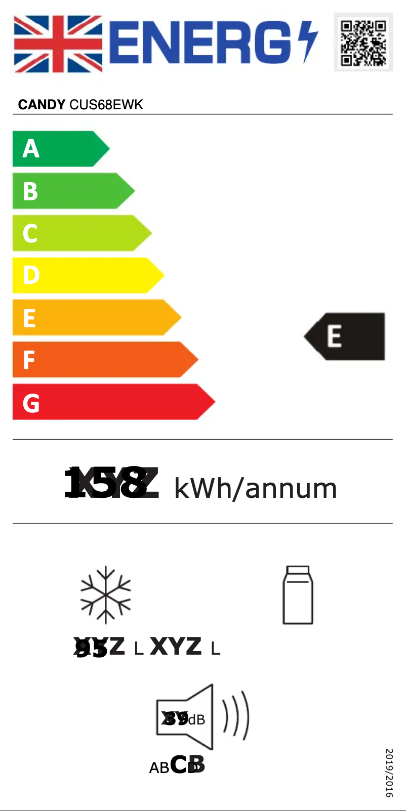 Página 1 del manual Etiqueta energética Candy CUS68EWK