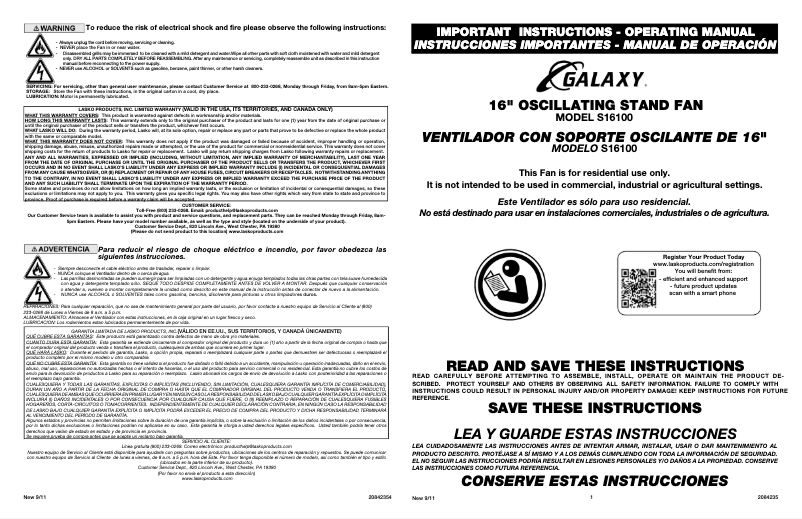 Imagen de la primera página del manual del dispositivo S16100