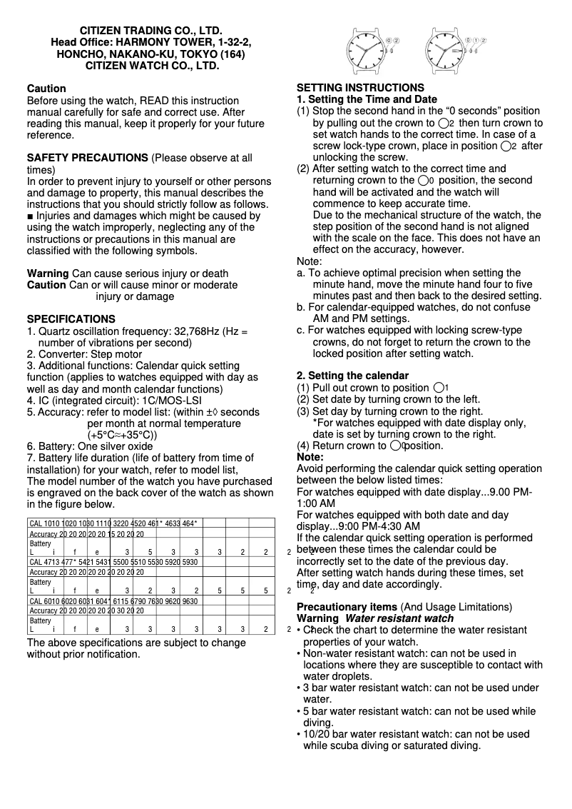 Página 1 del manual Manual de usuario Citizen CAL 6031