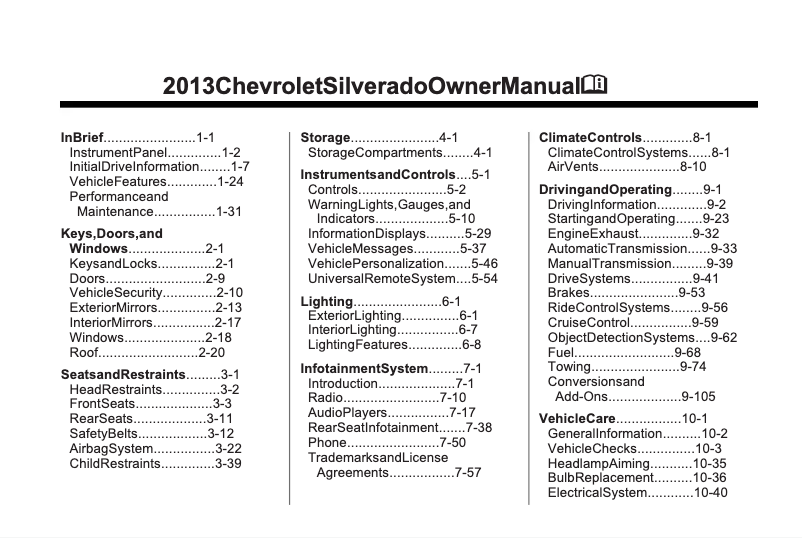 Página 1 del manual Manual de usuario Chevrolet Silverado 2500 HD (2013)