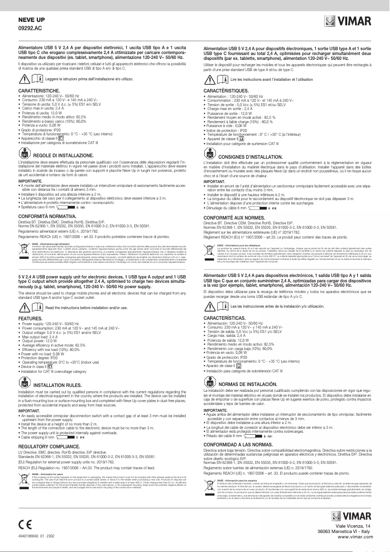 Imagen de la primera página del manual del dispositivo 09292.AC.CM