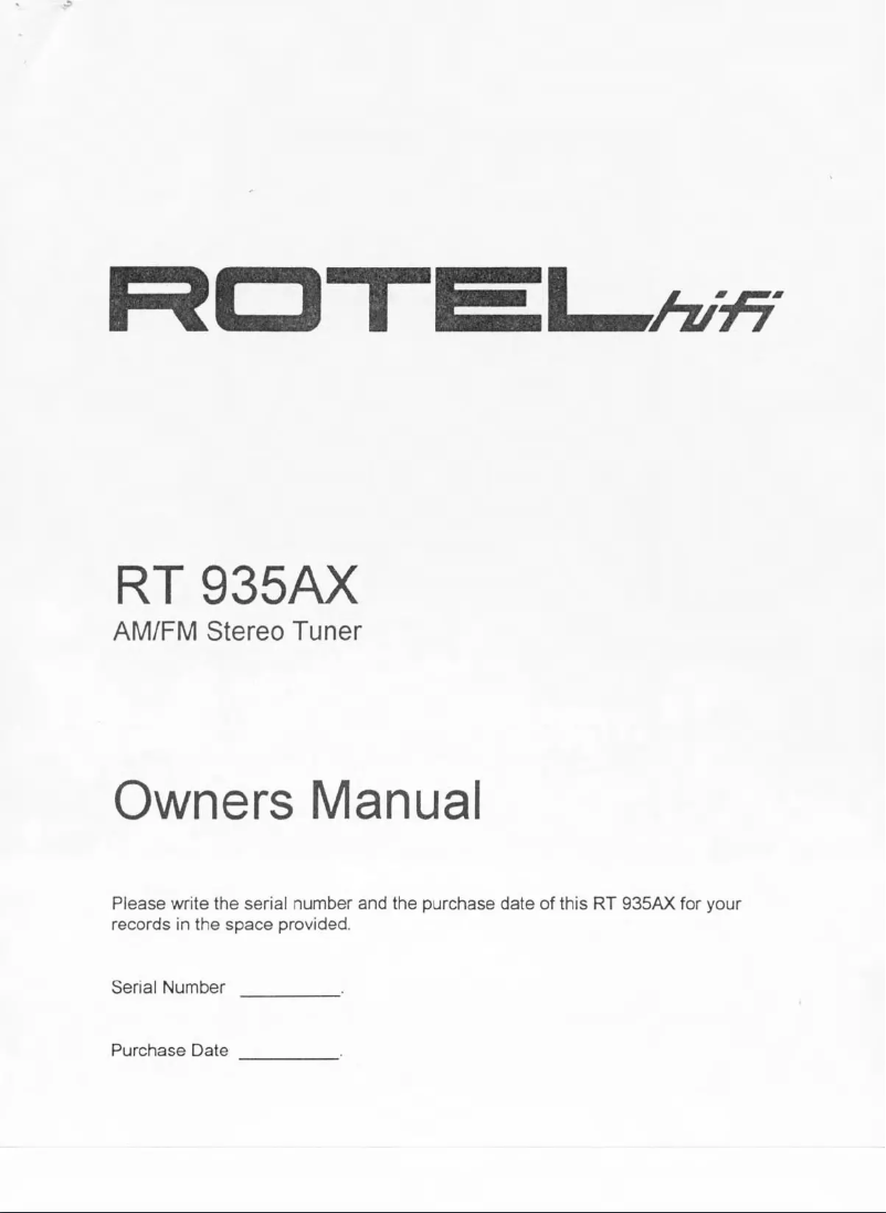 Página nº 1 - Manual de usuario Rotel RT-935AX
