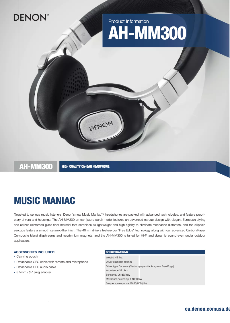 Imagen de la primera página del manual del dispositivo AH-MM300