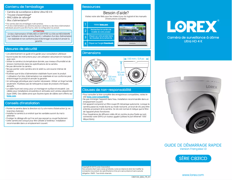 Imagen de la primera página del manual del dispositivo C831CD