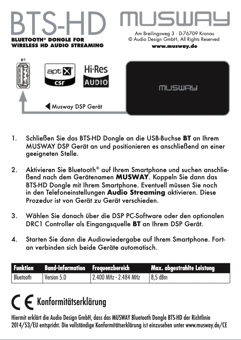 Imagen de la primera página del manual del dispositivo BTS-HD