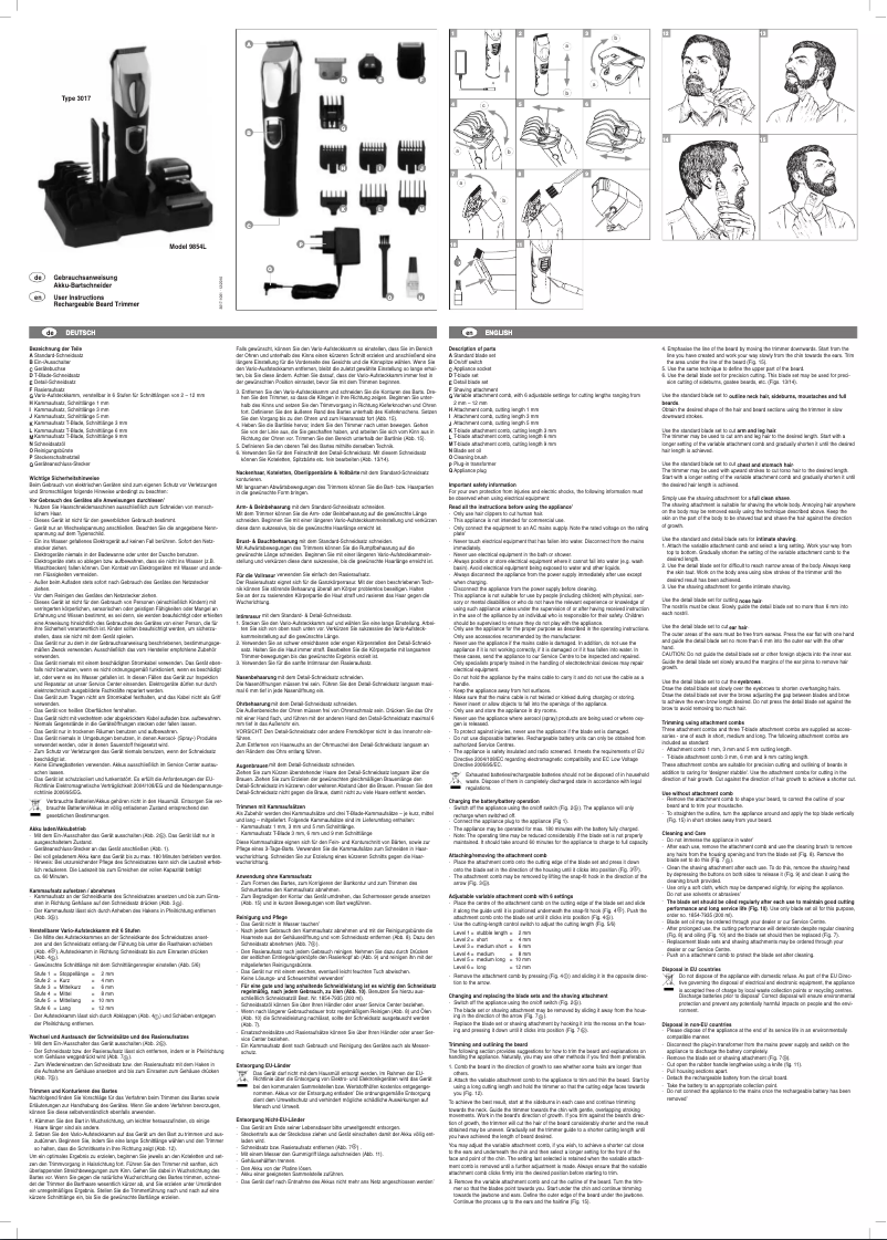 Imagen de la primera página del manual del dispositivo 9854L