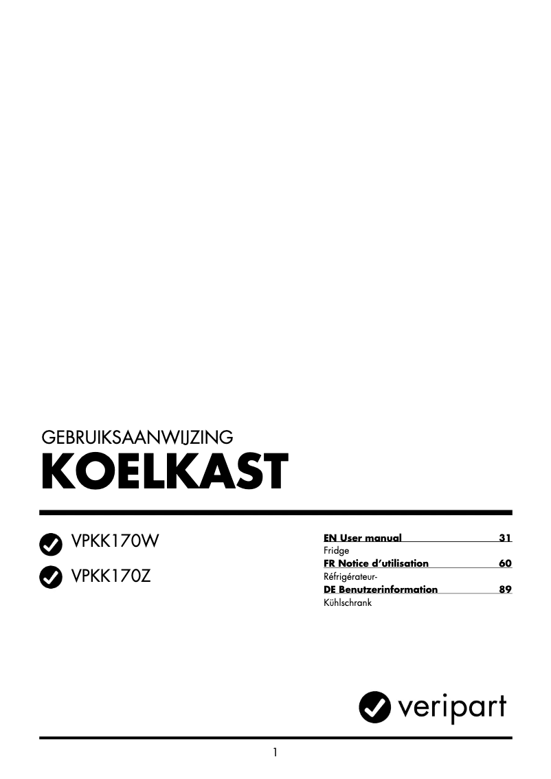 Página 1 del manual Manual de usuario Veripart VPKK170Z