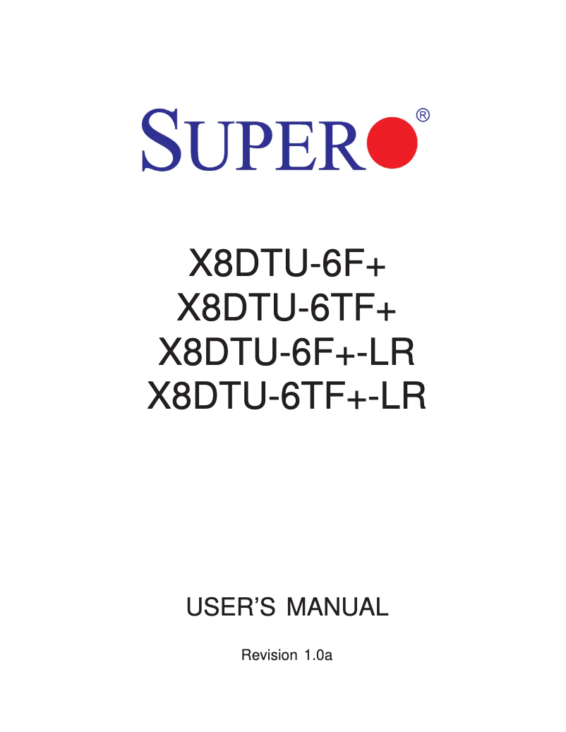 Página 1 del manual Manual de usuario Supermicro X8DTU-6F+-LR