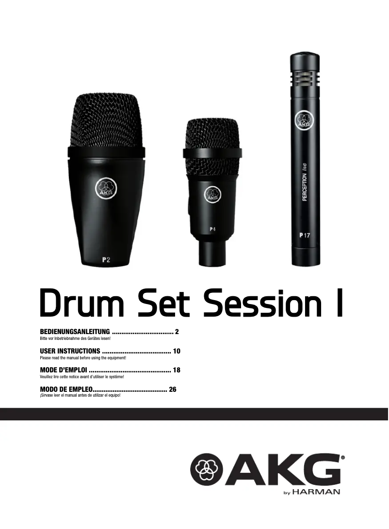 Imagen de la primera página del manual del dispositivo Drum Set Session I