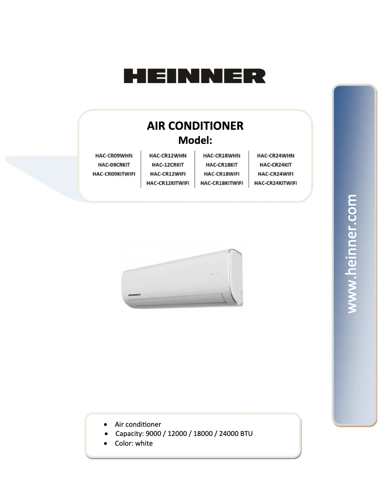 Página 1 del manual Manual de usuario Heinner HAC-CR24KITWIFI