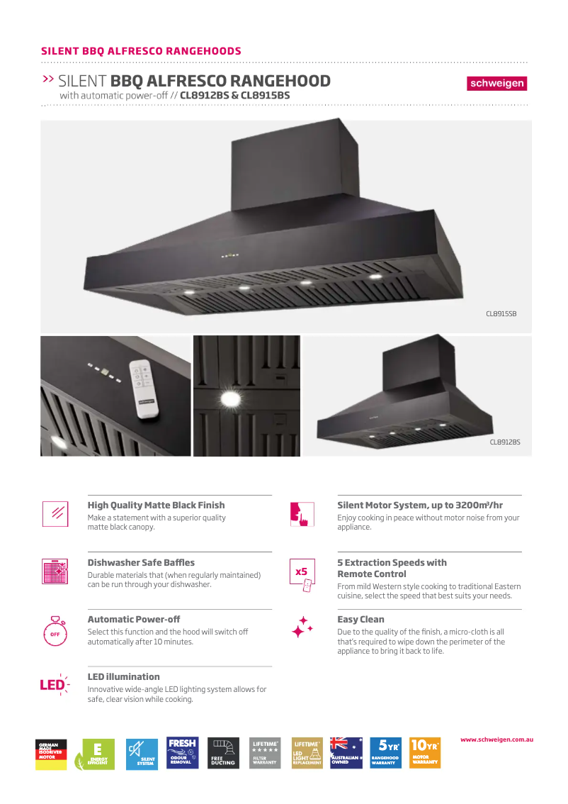 Página 1 del manual Ficha técnica Schweigen CL8915BS