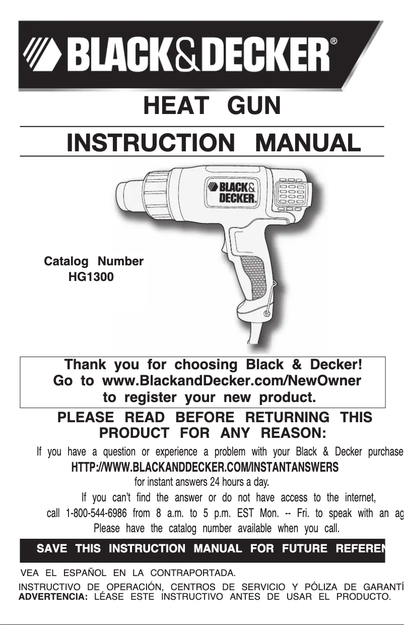 Página 1 del manual Manual de usuario Black & Decker HG1300
